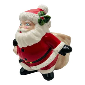 1950s Hand-Painted Vintage Ceramic Santa Claus Planter