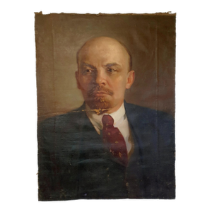 Original Lenin Oil Painting, Socialist Realism Soviet Art 129-95