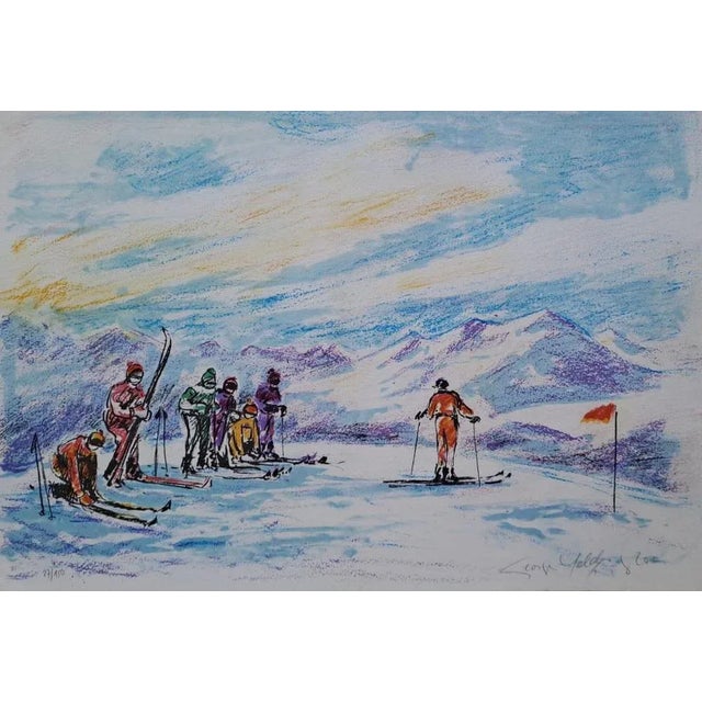 Georges Yoldjoglou (1933-) Ski departure, 1996 Original color lithograph On Rives paper Signed and numbered in pencil by...