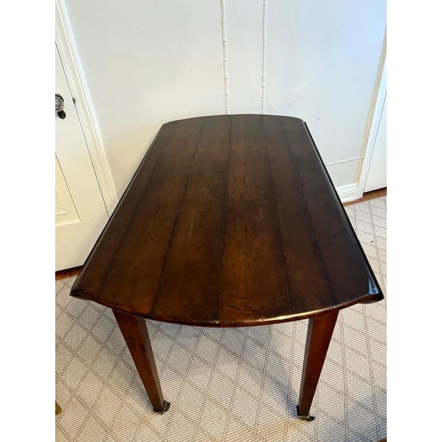 Early 20th Century Walnut Directoire Drop Leaf Table with Brass Sabot's For Sale In Los Angeles - Image 6 of 6