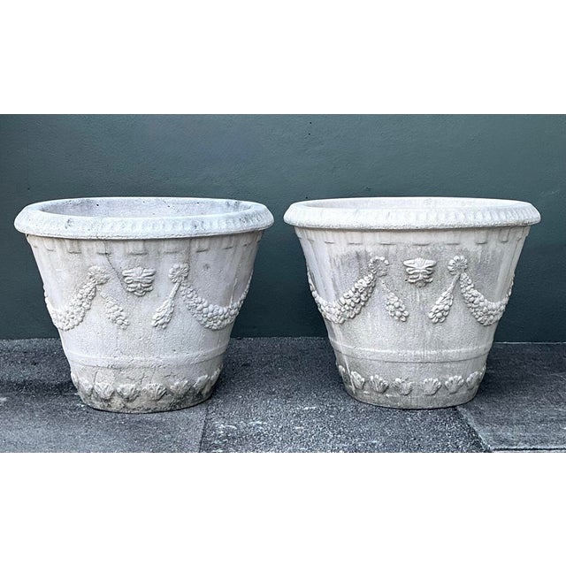Gray Vintage Monumental Cast Concrete Planters For Sale - Image 8 of 12