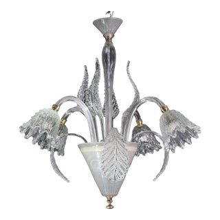 1940s Italian Art Deco Chandelier by Barovier & Toso "Bubble" Murano Glass For Sale