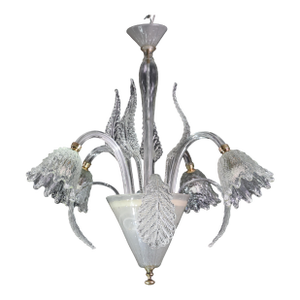 1940s Italian Art Deco Chandelier by Barovier & Toso "Bubble" Murano Glass