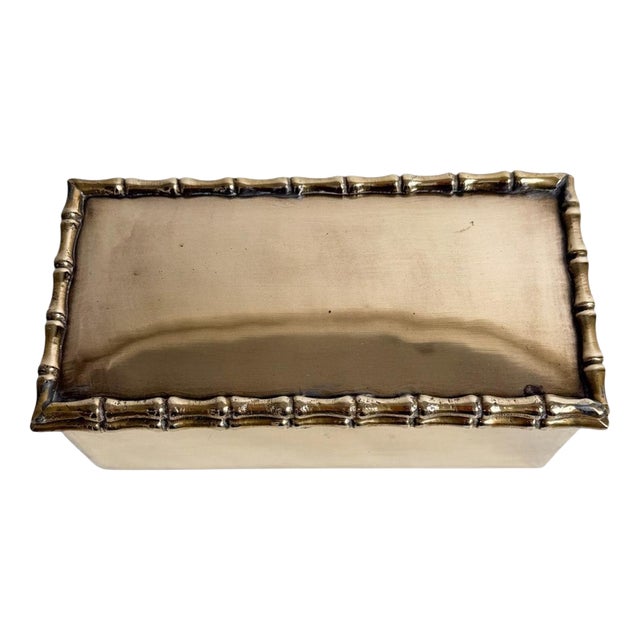 Mid-Century Modern Brass Faux Bamboo Box attributed to Maison Baguès, 1970s For Sale
