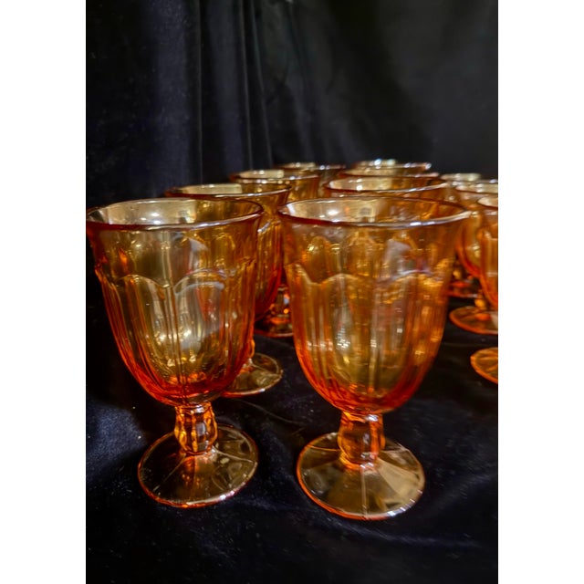 1960s Mid Century Modern Noritake Provincial Set of Amber Goblets - 24 Pieces For Sale - Image 6 of 9
