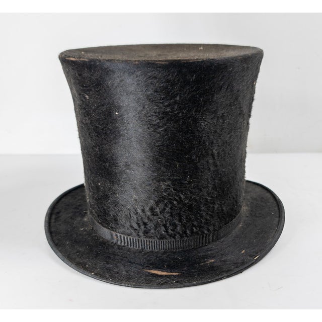 Victorian 19th Century American Beaver Fur Top Hat by John Yeager of Philadelphia For Sale - Image 3 of 14