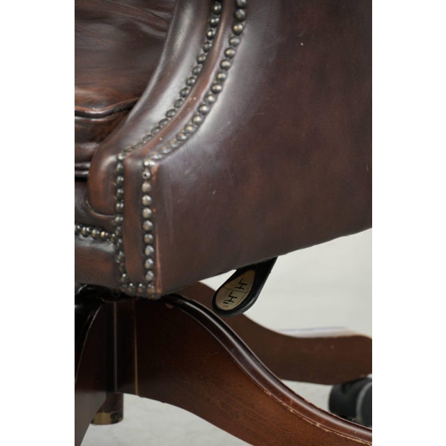 Chesterfield Desk Chair in Brown Cowhide Leather For Sale - Image 14 of 17