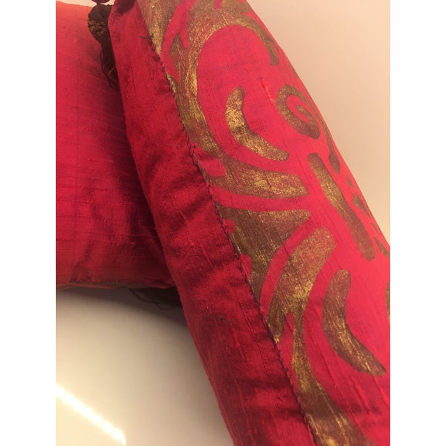 Vintage Pair of Isabelle H.Hand Painted Cherry Silk, Accessary Pillows, For Sale - Image 9 of 9