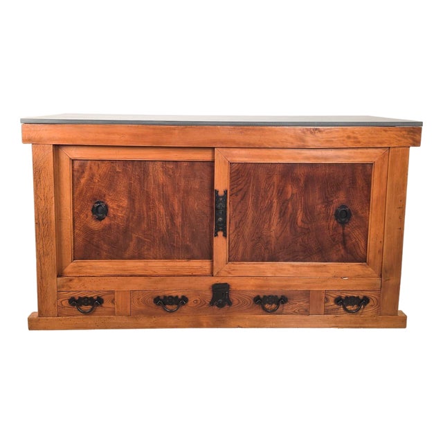 Part of a Japanese Meiji Kitchen Tansu, Now a Slate-Topped Sideboard For Sale