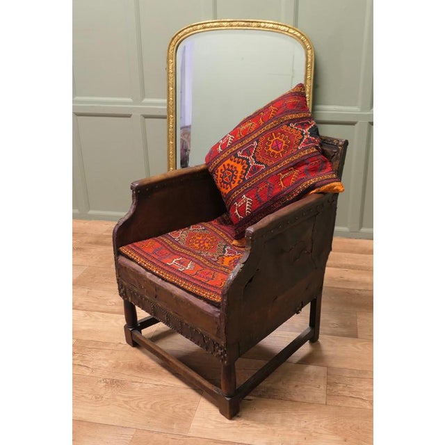 Early 20th C Scottish School Leather Fireside Chair This piece is being offered from a dispersal sale of Arts and Crafts...