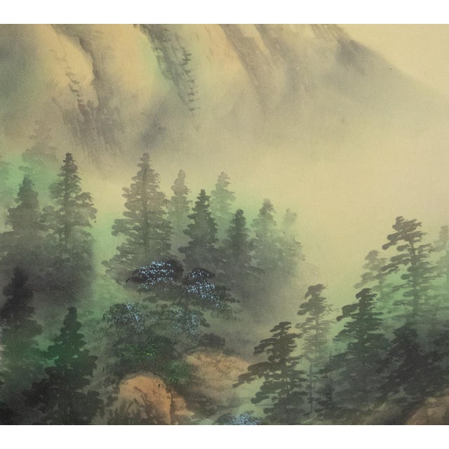 "Summer Landscape With River", Late Meiji to Taisho Era Silk Scroll Painting For Sale - Image 4 of 18