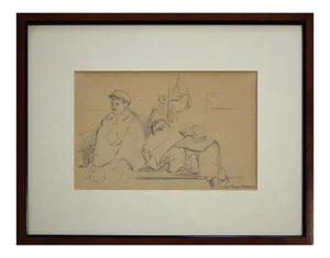 Man With Beret And Lying Man - 1940s - Paul-Franz Namur - Drawing - Modern