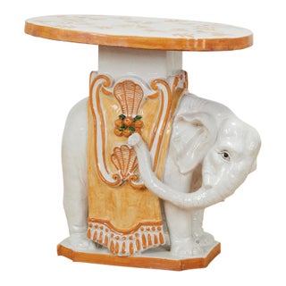 Vintage Italian Terra Cotta Elephant Tray Table or Stand For Sale