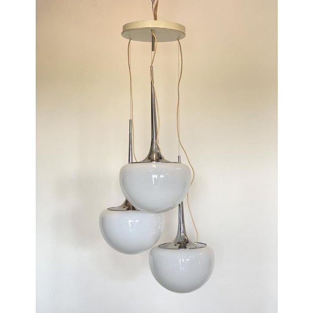 Space Age Hanging Light in Glass and Chromed Steel, 1970s For Sale - Image 5 of 15