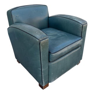 Thomas Callaway Art Deco Leather Club Chair 1 of 2 For Sale