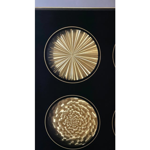 Postmodern Vintage Framed Gold and Black Hologram Art Piece For Sale - Image 3 of 8