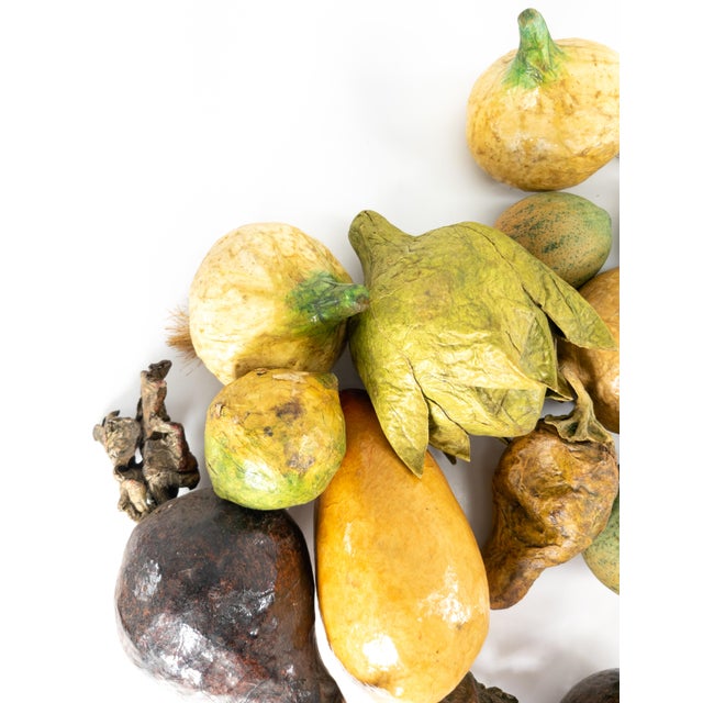 20th Century Group of Folk Art Paper Mache Faux Fruits and Vegetables