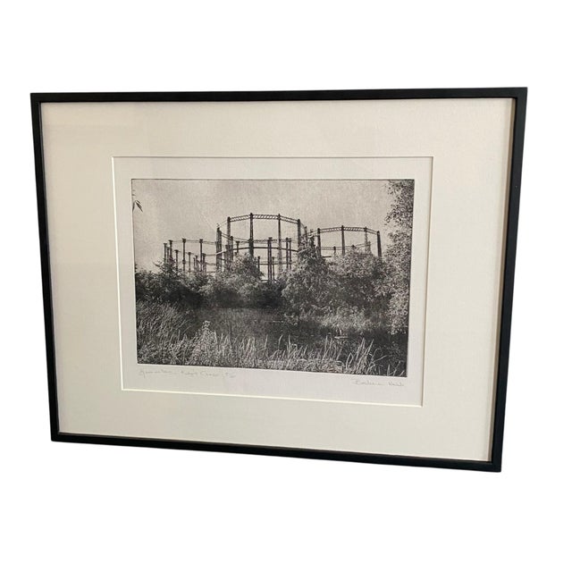 Barbara Webb, Gasometers, Kings Cross, Limited Edition Etching, 1990s, Framed For Sale - Image 11 of 11