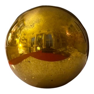 Very Large 19th Century German Gold Mercury Glass Kugel Sphere or Witch's Gazing Ball For Sale