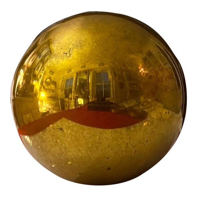 Very Large 19th Century German Gold Mercury Glass Kugel Sphere or Witch's Gazing Ball For Sale