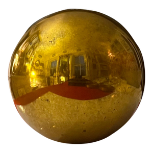 Very Large 19th Century German Gold Mercury Glass Kugel Sphere or Witch's Gazing Ball
