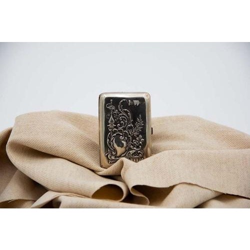 Cigarette Case in Embossed Silver with Islamic Motifs For Sale - Image 4 of 4