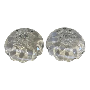 1960s Vintage Cut Glass Candle Guards, Set of 2