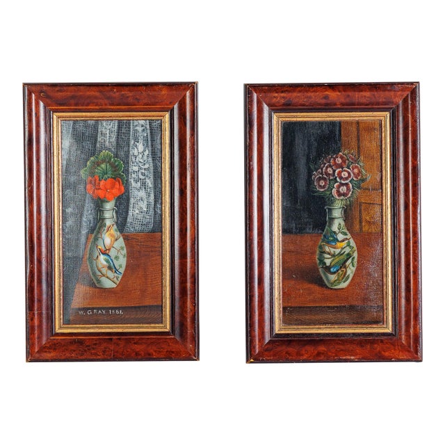 Antique Victorian Oil Painting Pair, W. Gray 1881. For Sale