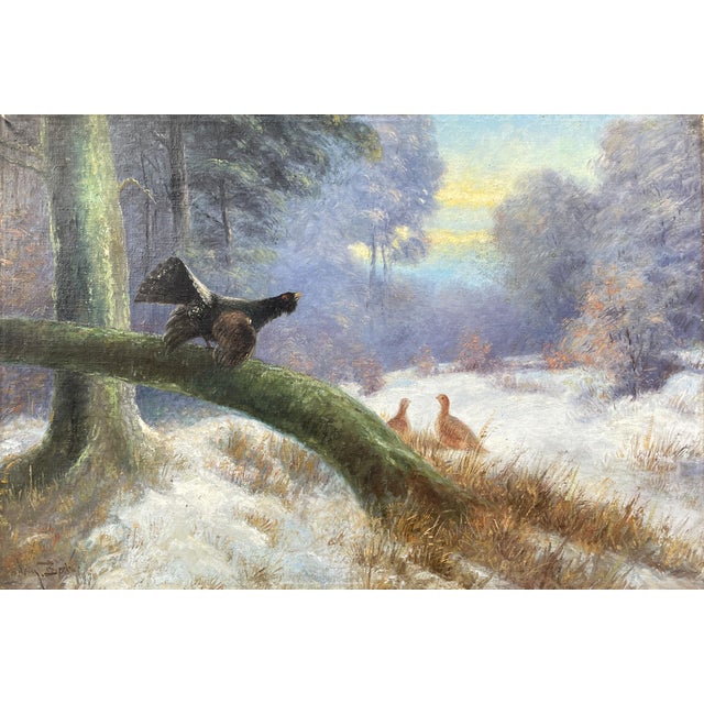 Capercaillie in a Winter Landscape, 1910, Oil Painting on Canvas, Framed For Sale - Image 15 of 16