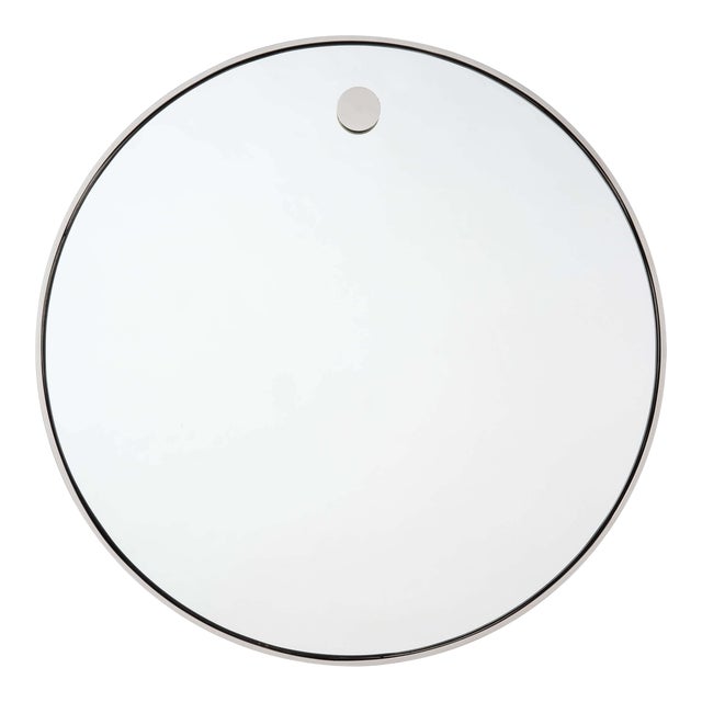 Regina Andrew Hanging Circular Mirror in Polished Nickel For Sale