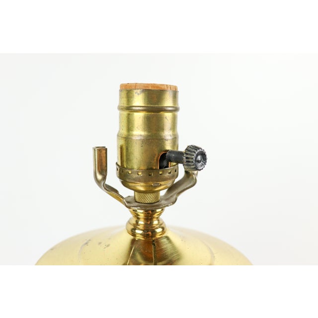 Late 20th Century Blue and White Floral Table Lamp With Brass Base For Sale - Image 4 of 4