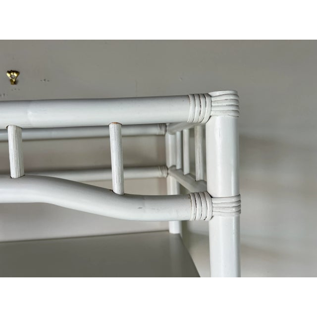 Vintage Bent Rattan White Painted Bookcase For Sale - Image 11 of 13