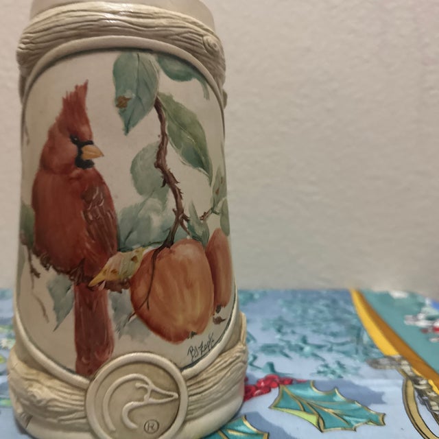 Shabby Chic Vintage Ducks Unlimited "Cardinal" Collector Stein - Bill Zopf Art For Sale - Image 3 of 8