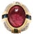 1990s 22ctw Pink Tourmaline Diamond Gem-Set Cabochon Cocktail Ring, 18k Yellow Gold, Size 6.5 For Sale