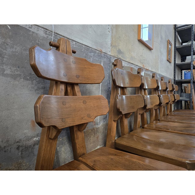 Brutalist Oak Rembrandt Chairs, 1970s, Set of 6 For Sale - Image 12 of 18