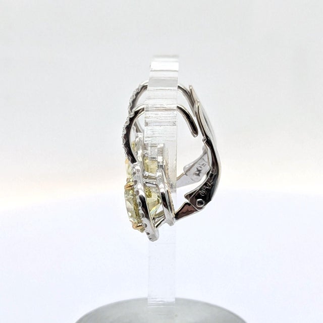 Yellow 18k White Gold With Natural Round Vivid Fancy Yellow Diamond Drop Earrings, Pair For Sale - Image 8 of 11