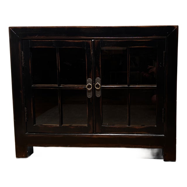 Ethan Allen Ming Small Media Cabinet in Aged Ember Black, 2017 For Sale
