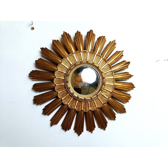 Brown Vintage Gilt Sunburst Mirror, 1960s For Sale - Image 8 of 15