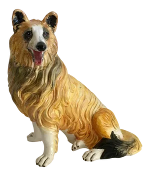 Italian Ceramic Collie Dog Lassie Statue Signed Italy Vintage Hollywood Regency