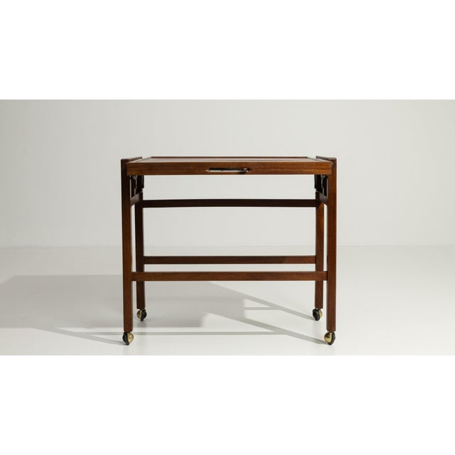 Wood Early 20th Century France Art Deco Brown Wood Bar Carts & Dry Bars For Sale - Image 7 of 11