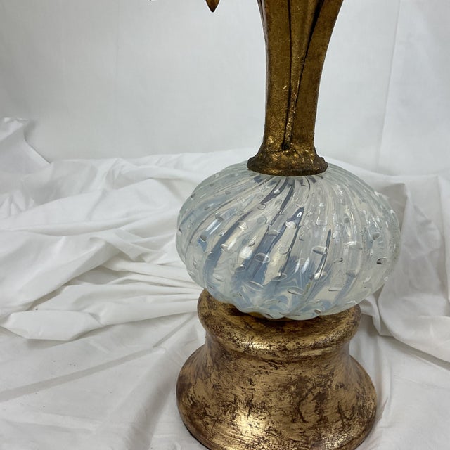 Vintage Italian Gold Leaf and Venetian Glass Table Lamps For Sale - Image 11 of 18