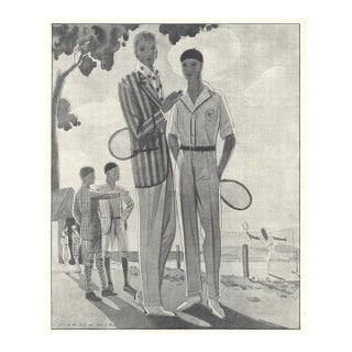 Rare! 1926 Original French Antique Print for the Man Who Loves Tennis For Sale