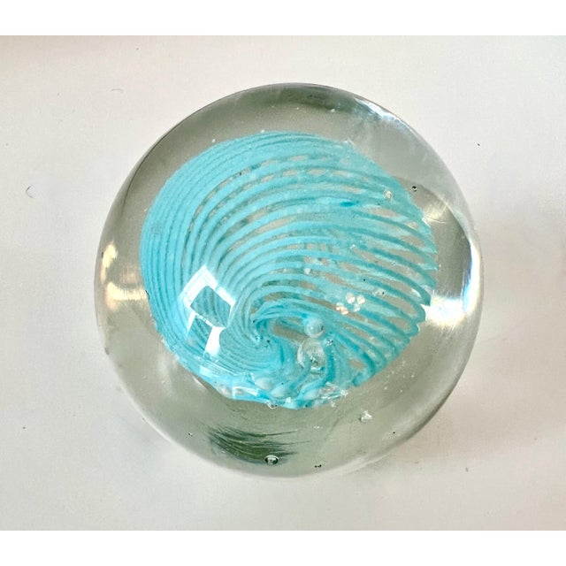 Modern Blue Swirl Paper Weight For Sale - Image 3 of 7