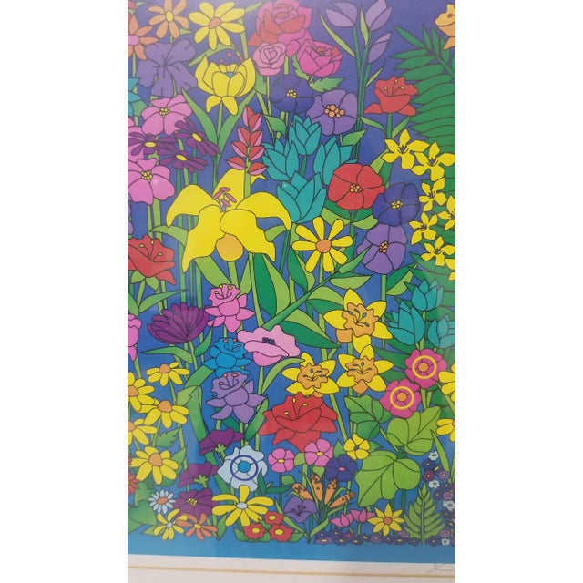 1990s 1990s Artist Signed Floral Print, Framed For Sale - Image 5 of 8