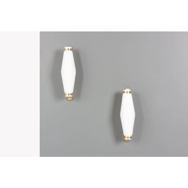 Metal Brass and Opaline Glass Wall Lights from Stilnovo, 1950s, Set of 2 For Sale - Image 7 of 7
