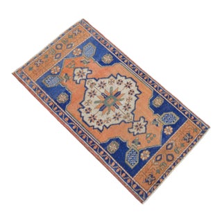 Hand Knotted Small Oushak Rug Decorative Doormat Enrty Decorc- 1'10" X 3'4" For Sale