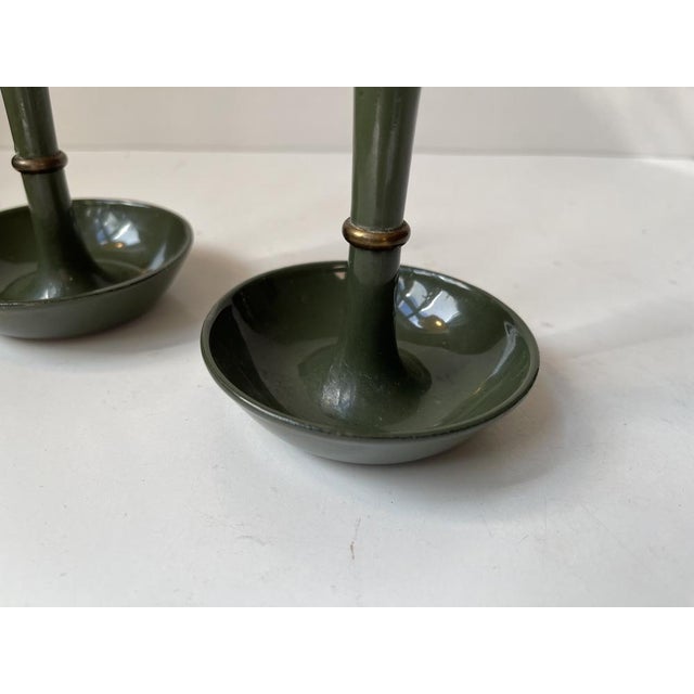 Candleholders in Green Enamel, Brass & Cast Iron from Jens Harald Quistgaard, 1960s, Set of 2 For Sale - Image 4 of 10