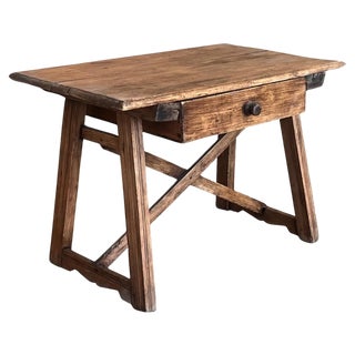 Early 20th Century French Oak Worktable with One Drawer, 1920s For Sale