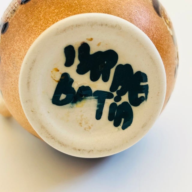 Mid Century Lapid Israel Pottery Vase With Handle, Signed by Batia For Sale - Image 11 of 11