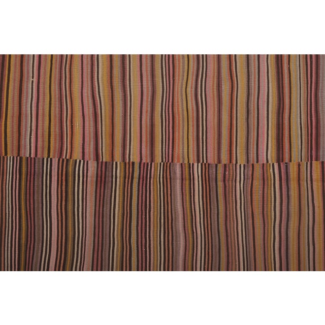 1960s Vintage Oversize Striped Turkish Kilim Rug 9'4'' X 9'10'' For Sale In Philadelphia - Image 6 of 13